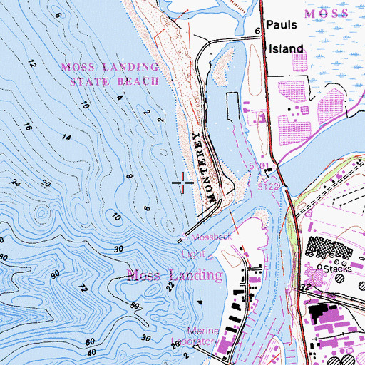 Topographic Map of Jetty Beach, CA