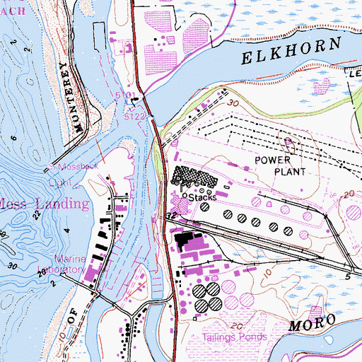 Topographic Map of Moss Landing Power Plant, CA