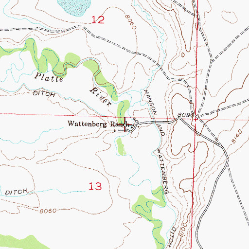 Topographic Map of Wattenberg Ranch, CO