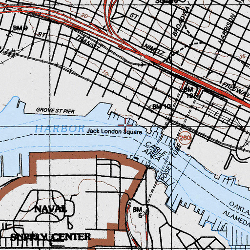 Topographic Map of Moon and Adams Landing (historical), CA
