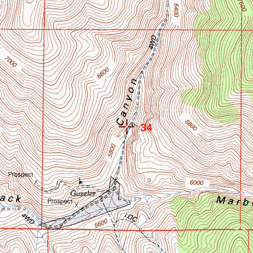 Topographic Map of Black Canyon Mine, CA