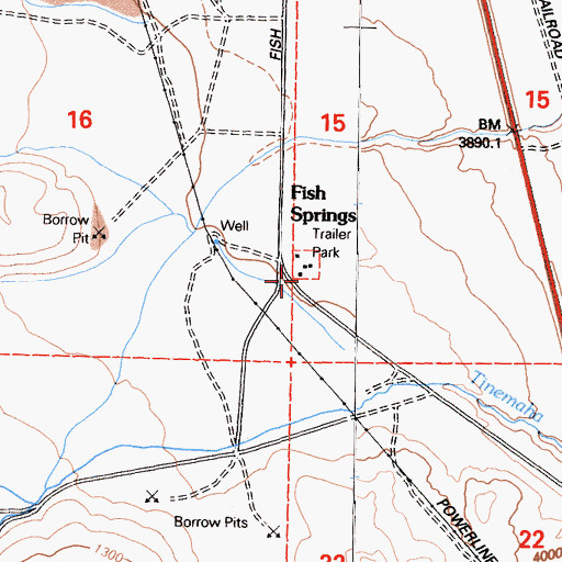 Topographic Map of Fish Springs School (historical), CA