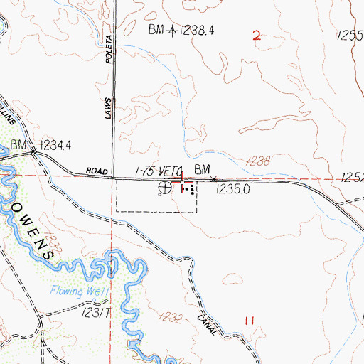 Topographic Map of Poleta, CA