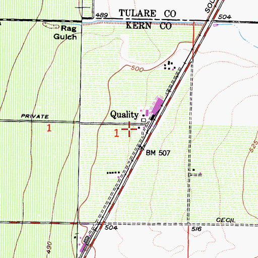 Topographic Map of Quality Ranch, CA