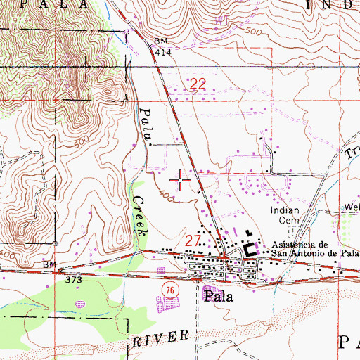 Topographic Map of Pala Guard Station (historical), CA