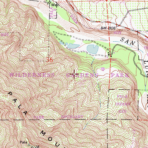 Topographic Map of Wilderness Gardens Park, CA