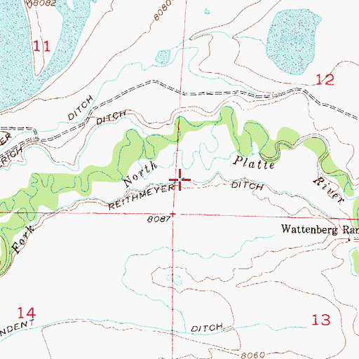 Topographic Map of Reithmeyer Ditch, CO