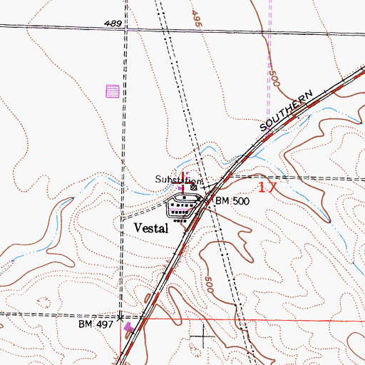 Topographic Map of Vestal Sub Station, CA