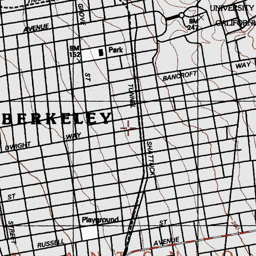 Topographic Map of Dwight Way Station (historical), CA