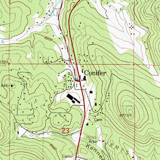 Topographic Map of Evergreen Meadows Quarry, CO