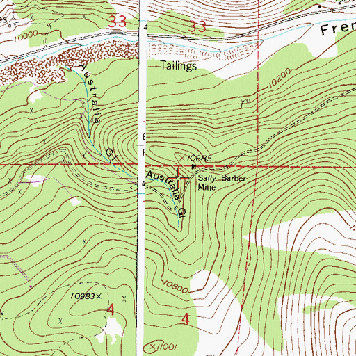 Topographic Map of Little Sally Barber Mine, CO