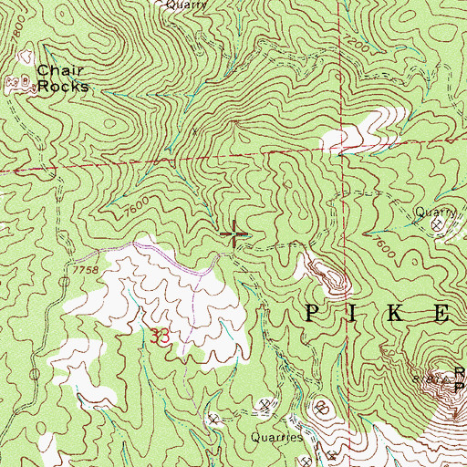 Topographic Map of Old Luster Lode Pegmatite Mine, CO