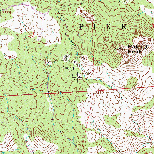 Topographic Map of Oregon Number Two Quarry, CO