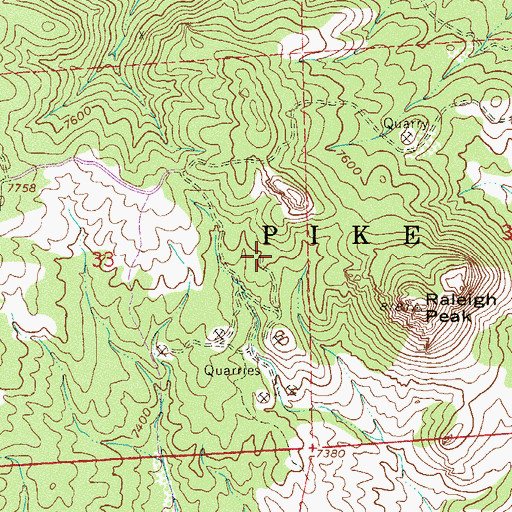 Topographic Map of Luster Number One Quarries, CO