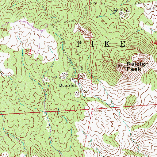 Topographic Map of Oregon Number Three Quarry, CO