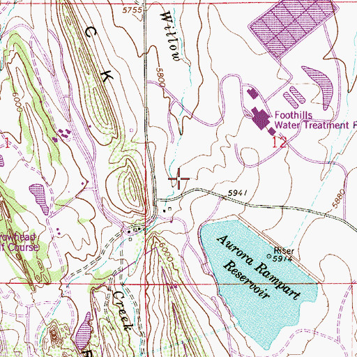 Topographic Map of Roxborough Park Mine, CO