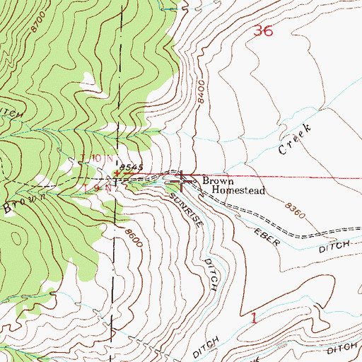 Topographic Map of Brown Homestead, CO