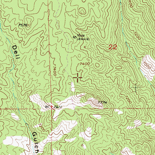 Topographic Map of Big Bertha Pegmatite Mine, CO