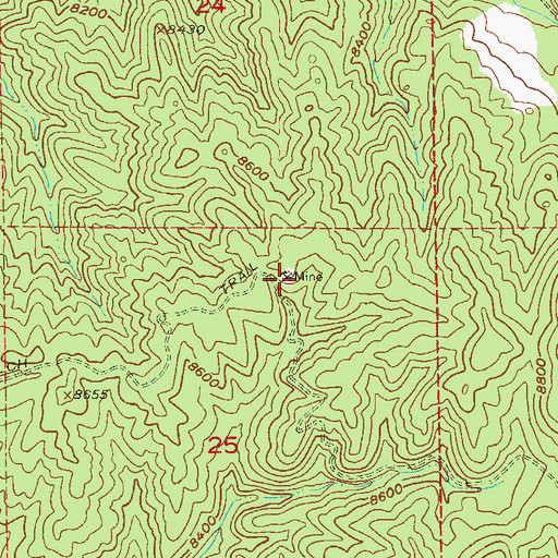 Topographic Map of Lone Pine Mine, CO