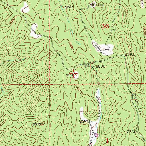 Topographic Map of Skeleton Number Two Mine, CO
