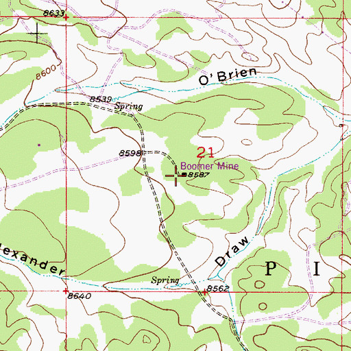 Topographic Map of Boomer Mine, CO