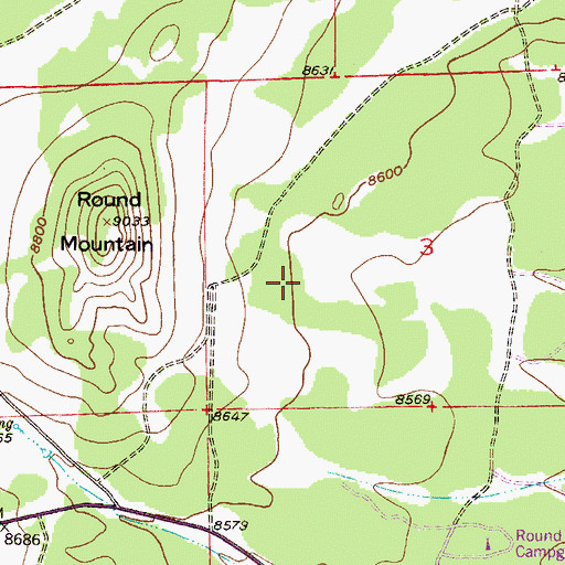 Topographic Map of Round Mountain Claims Mine, CO