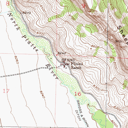 Topographic Map of Fliniau Ranch, CO