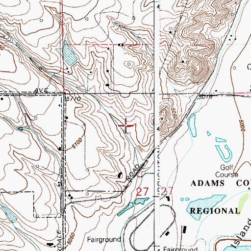 Topographic Map of Adams County Pit, CO