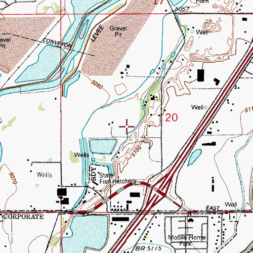 Topographic Map of Cooley Gravel Company Pit, CO