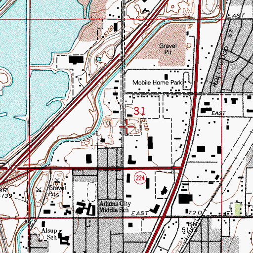 Topographic Map of Houston Construction Pit, CO