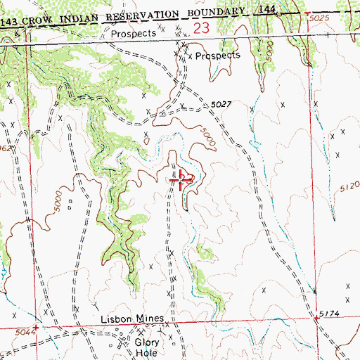 Topographic Map of Fuesner and Sons Mine, WY