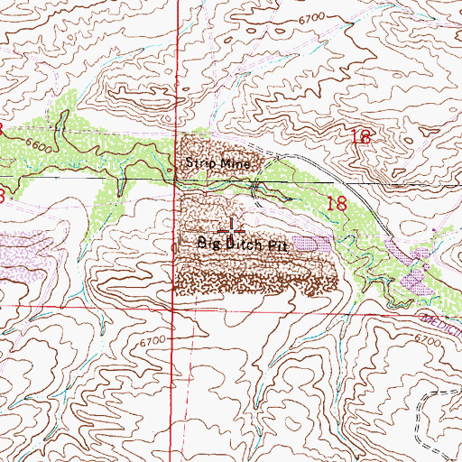 Topographic Map of Section Eighteen Pit Mine, WY