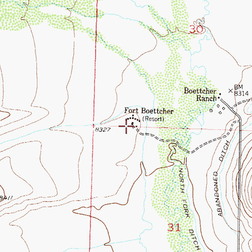 Topographic Map of Fort Boettcher, CO