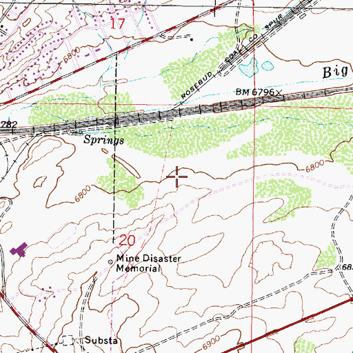 Topographic Map of Hanna Number One Mine, WY