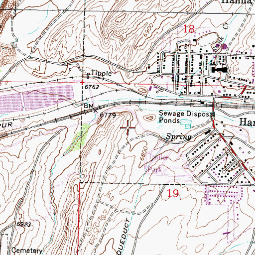 Topographic Map of Hanna Number Two Mine, WY