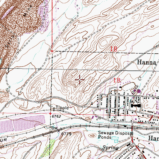 Topographic Map of Hanna Number Four Mine, WY