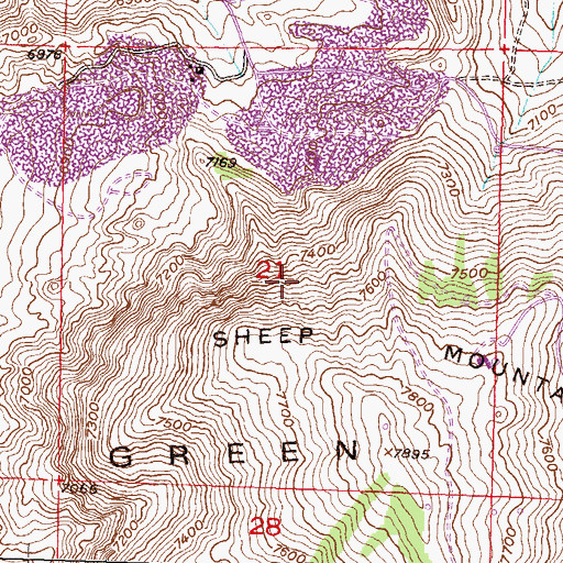 Topographic Map of Golden Goose Number Two Mine, WY