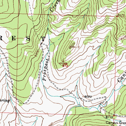 Topographic Map of Canyon Creek Mine, WY