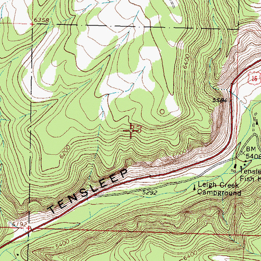 Topographic Map of Tensleep Canyon Mine, WY