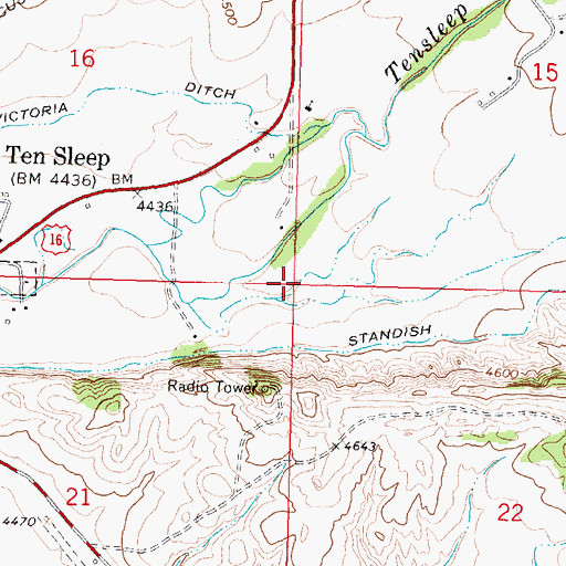 Topographic Map of Tensleep Canyon Mine, WY