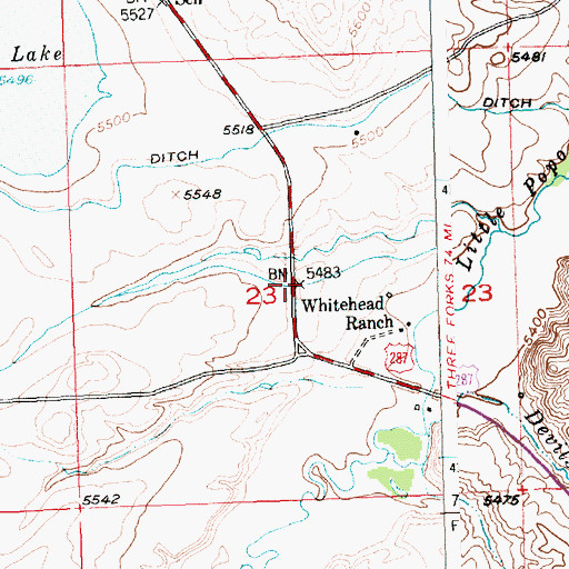 Topographic Map of Dry Lake Area Mine, WY