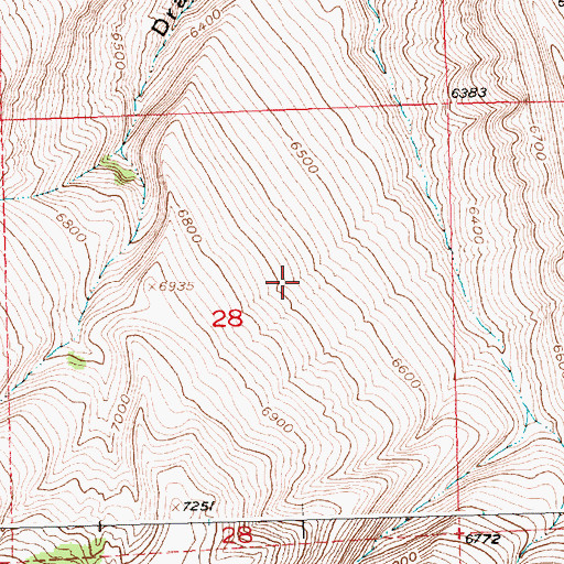 Topographic Map of Barrett Creek Mine, WY