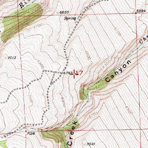 Topographic Map of Cherry Creek Mine, WY