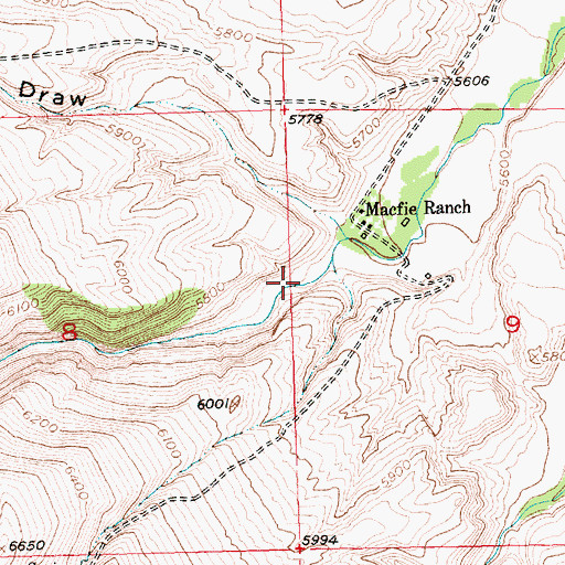 Topographic Map of Macfie Ranch Mine, WY