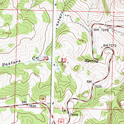 Topographic Map of Big Horn Mountain Mine, WY