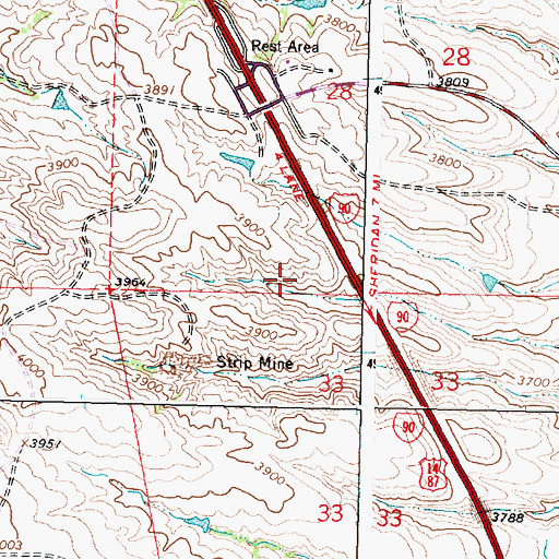 Topographic Map of Armstrong Mine, WY