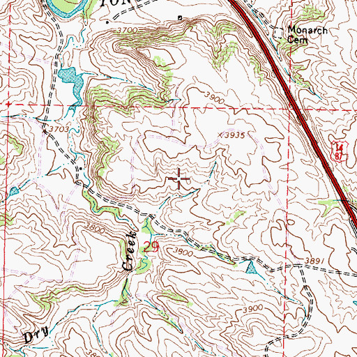 Topographic Map of New Monarch Mine, WY