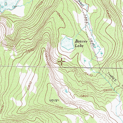 Topographic Map of Beaver Lake, CO