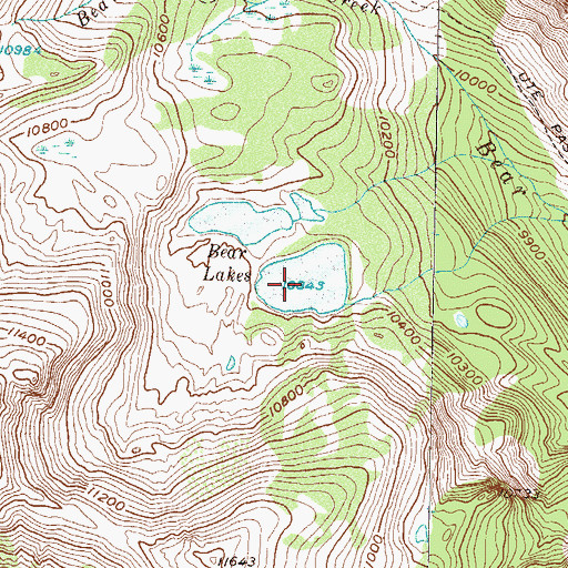 Topographic Map of Bear Lakes, CO