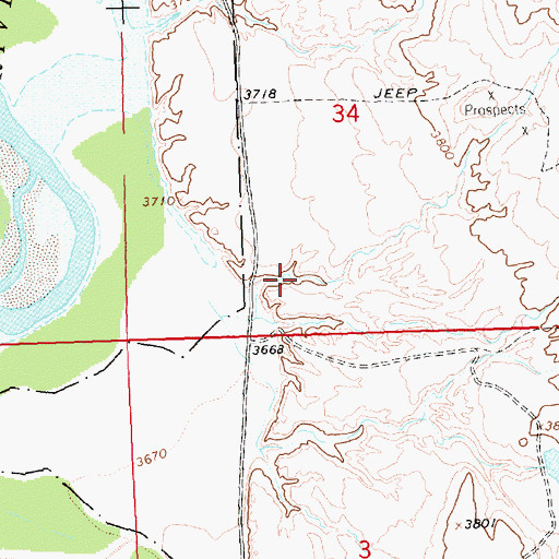 Topographic Map of Bureau of Land Management Pit Mine, WY